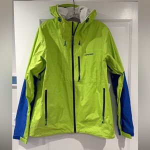 Patagonia Neon Green and Royal Blue Rain Jacket